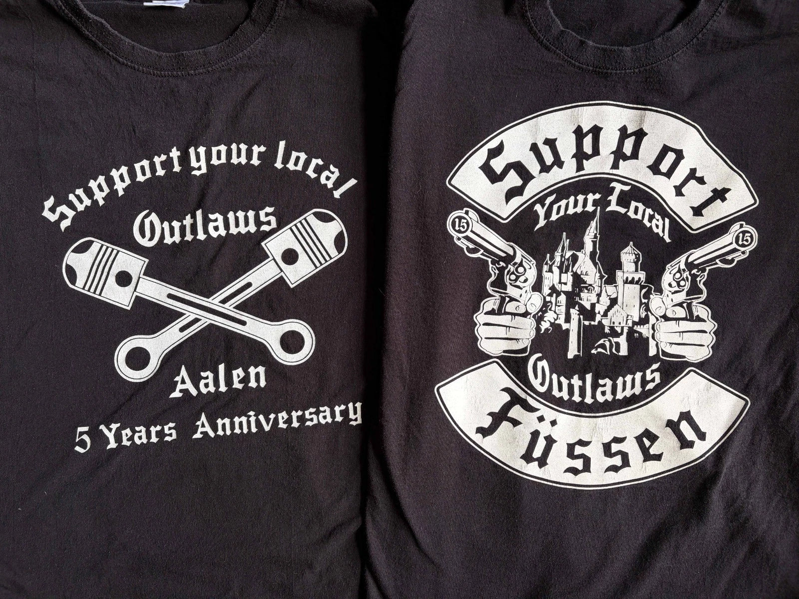rare OUTLAWS MC Germany 2 Shirt Lot AOA Hells Angels Biker vintage Support Club