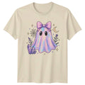 Sparkly Pastel Bow Ghost With Womens T-Shirt Kawaii Halloween Spooky Fantasy