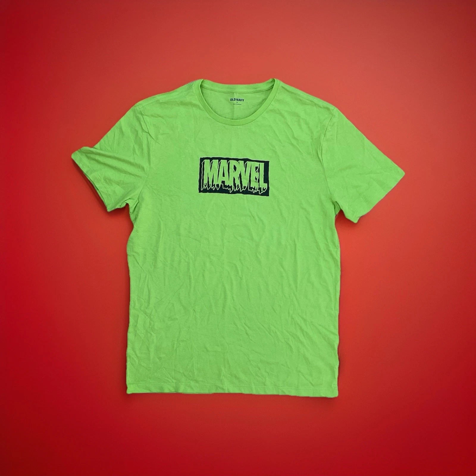 Marvel Comics Bright Green Slime Logo Minimalist Tshirt By Old Navy Size Medium