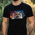 Mens Owl as Astronaut Print Cotton T-Shirt Size XS to 5XL