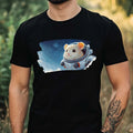 Mens Hamster as Astronaut Motif Cotton T-Shirt Size XS to 5XL