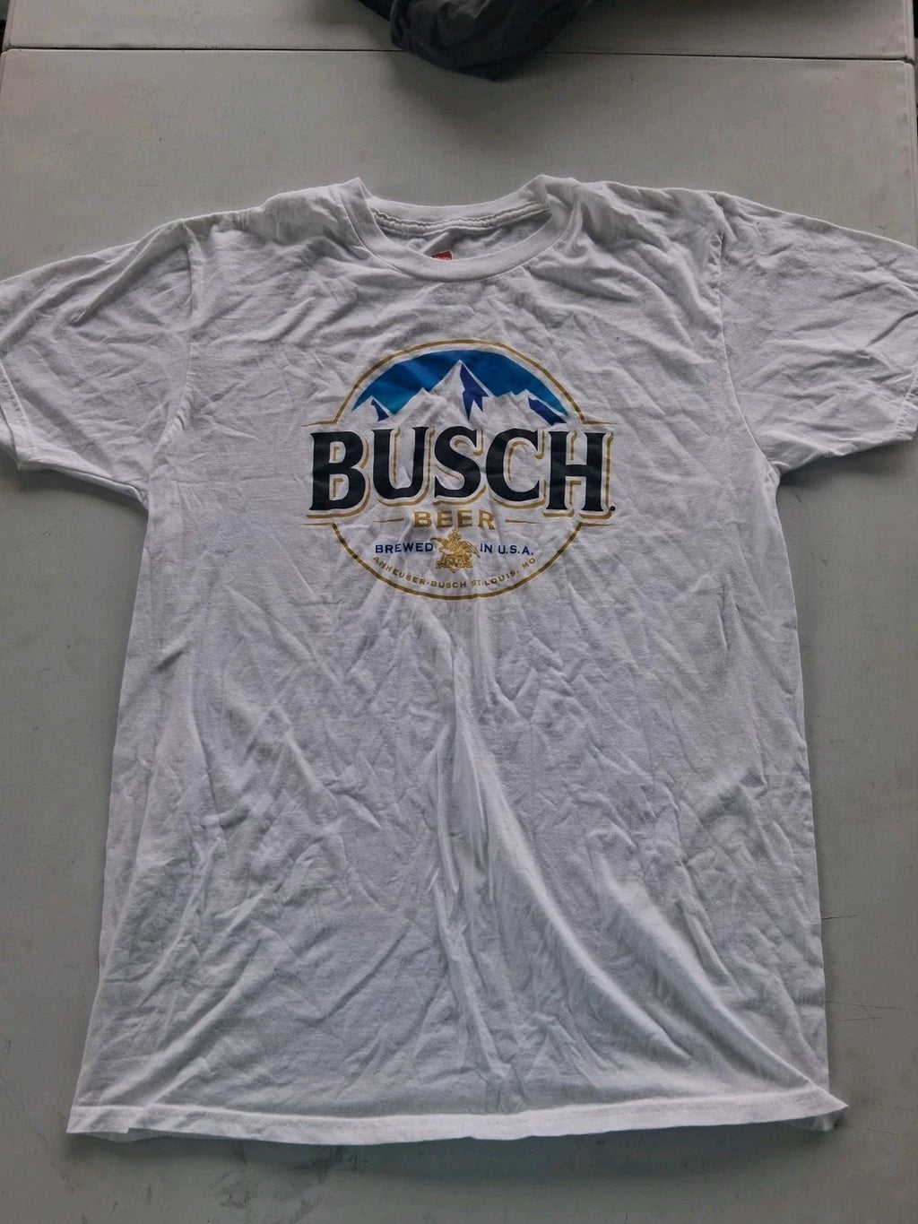 Busch Beer Hanes Nano T white t shirt size medium