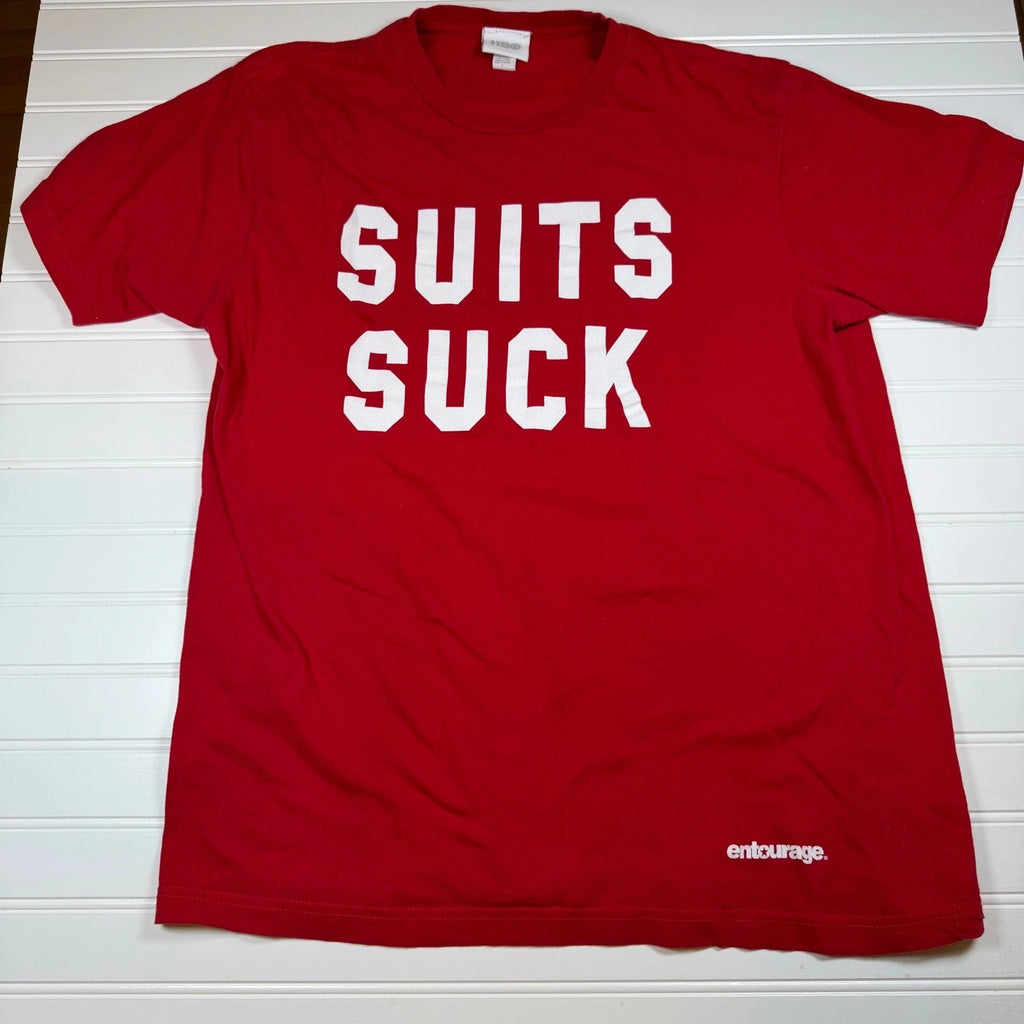 HBO Entourage Suits Suck T Shirt Mens Large Red Promo Graphic Tee HBO Series
