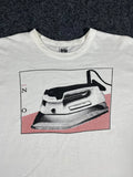 Vintage 90s Pop Art Iron Graphic White T-Shirt XL