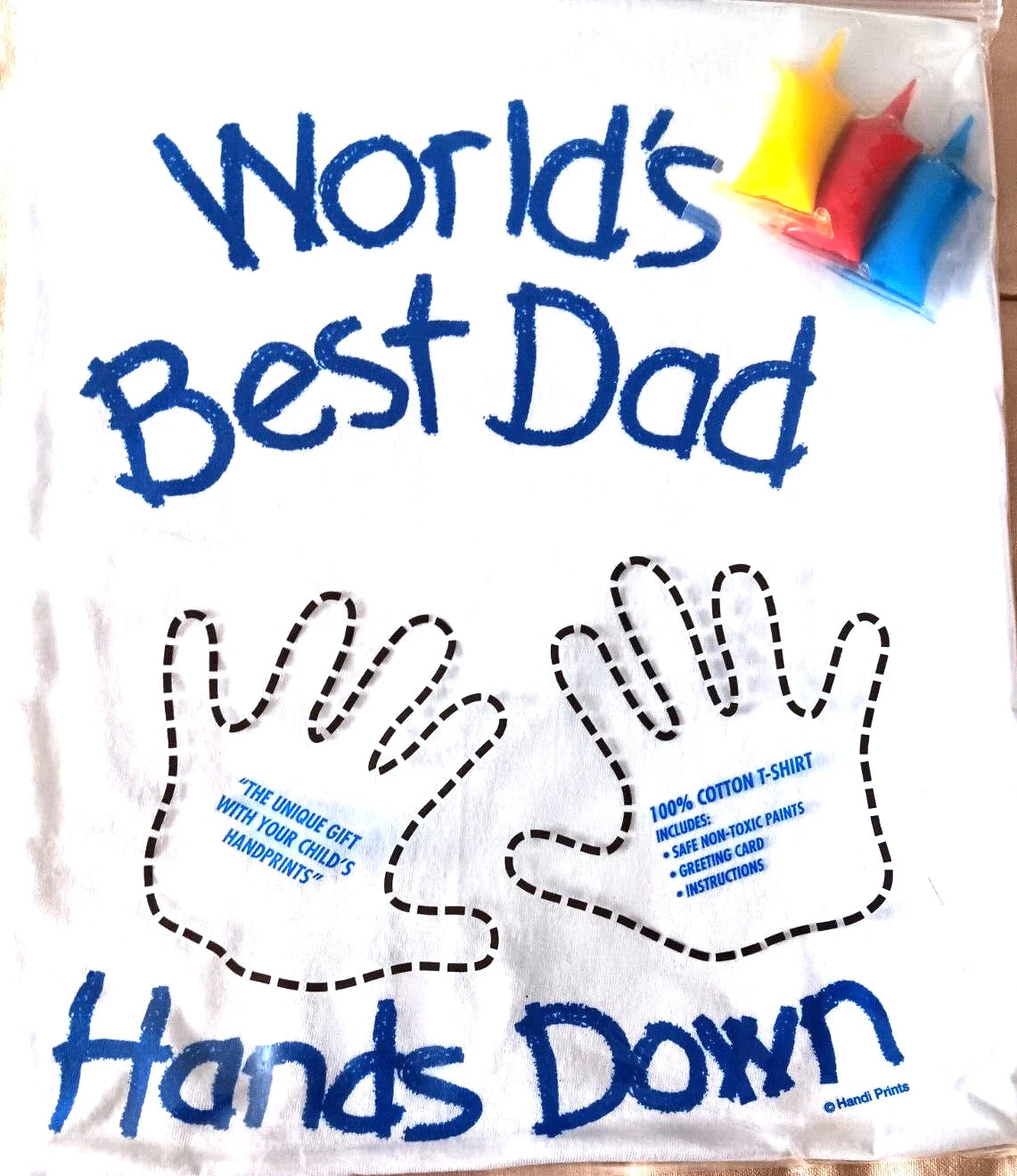 WORLD'S BEST DAD Personalize Handprint T-Shirt Size XLarge Cotton Handi Prints