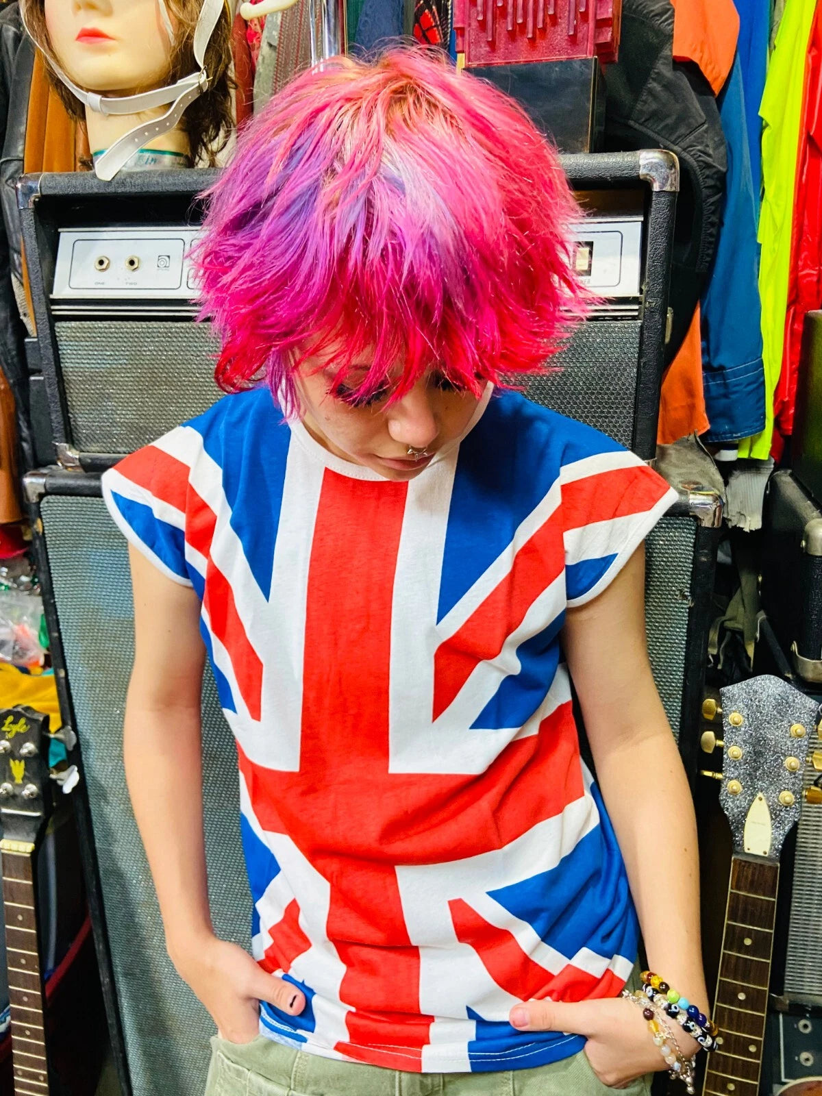 Vintage Rock Shirt UNION JACK 1980's Muscle T UK British Flag