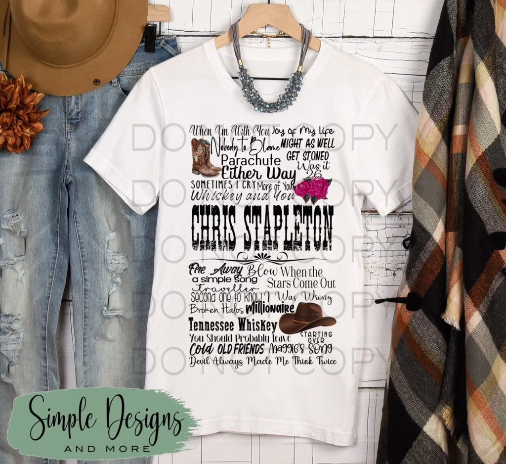Chris Stapleton Song Titles Country Music Shirt, Custom T-shirt