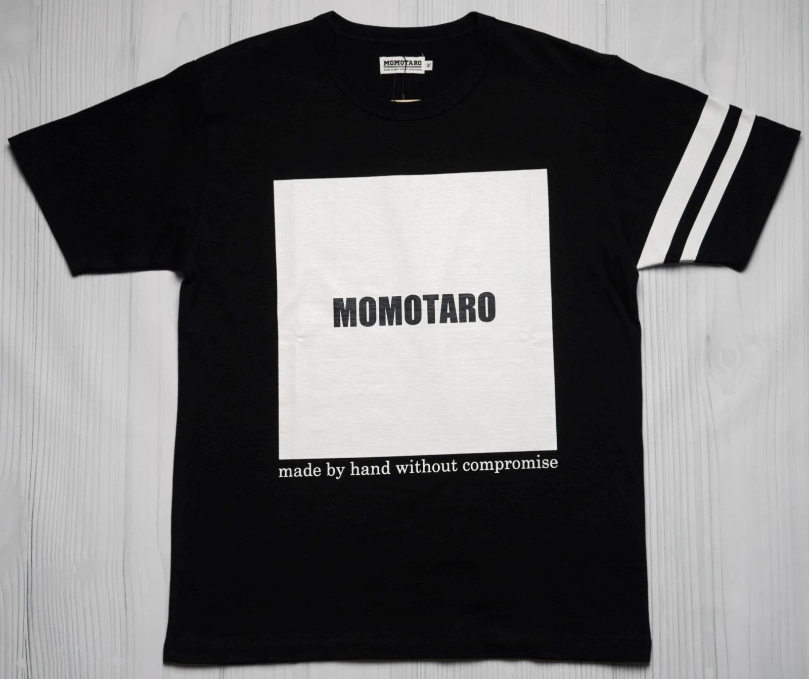 Momotaro $90 NWT Momotaro Black White Cotton Box Logo T-Shirt 07-135 L
