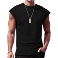 Mens Workout Tank Top Sleeveless Round Neck Gym Bodybuilding Cut Off T Shirts