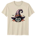 Cute Bat Witch Hat Halloween Mens T-Shirt Womens Tee Graphic Unisex Top