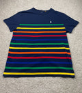 Polo Ralph Lauren T-shirt Men Large  Blue Rainbow Striped Short Sleeve Crewneck