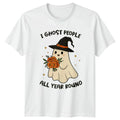 I Ghost People All Year Womens T-Shirt Introvert Humor Halloween Gift For Her