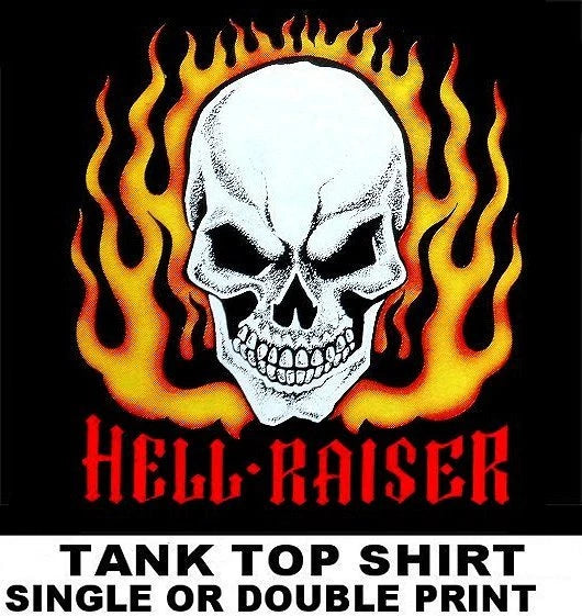 HELL RAISER OLD SCHOOL HOT RAT ROD OUTLAW CAR CLUB BIKER SKULL TANK TOP SHIRT 48