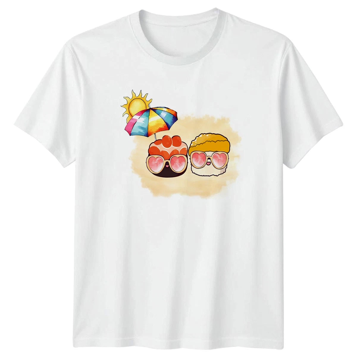 Kawaii Sushi Summer Beach Sun Womens T-Shirt Kawaii Sushi Food Gift For Her