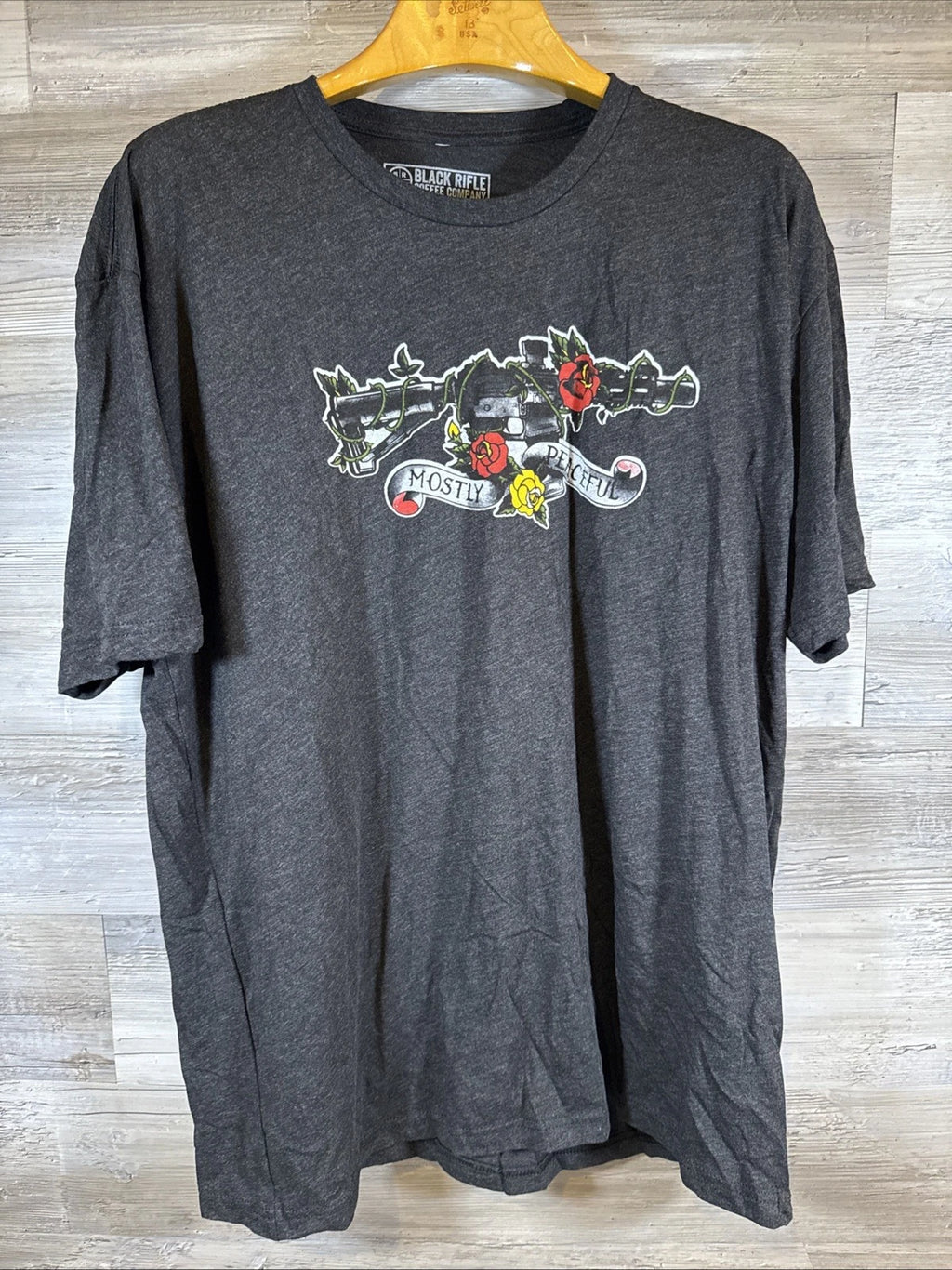 Black Rifle Coffee Mostly Peaceful T Shirt Mens Size XXXL Black New America