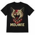 Meowie T-Shirt Funny Cat David Bowie Parody Graphic Tee Mens Black Vintage UK