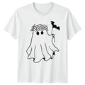 Floral Crown Ghost Bat Spooky Womens T-Shirt Spooky Cute Halloween