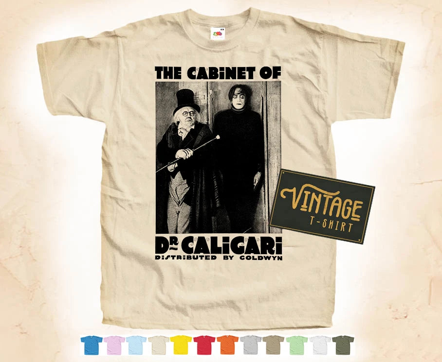 Black Print Das Cabinet des Dr. Caligari T-SHIRT Tee Vintage Poster Colors S-5XL