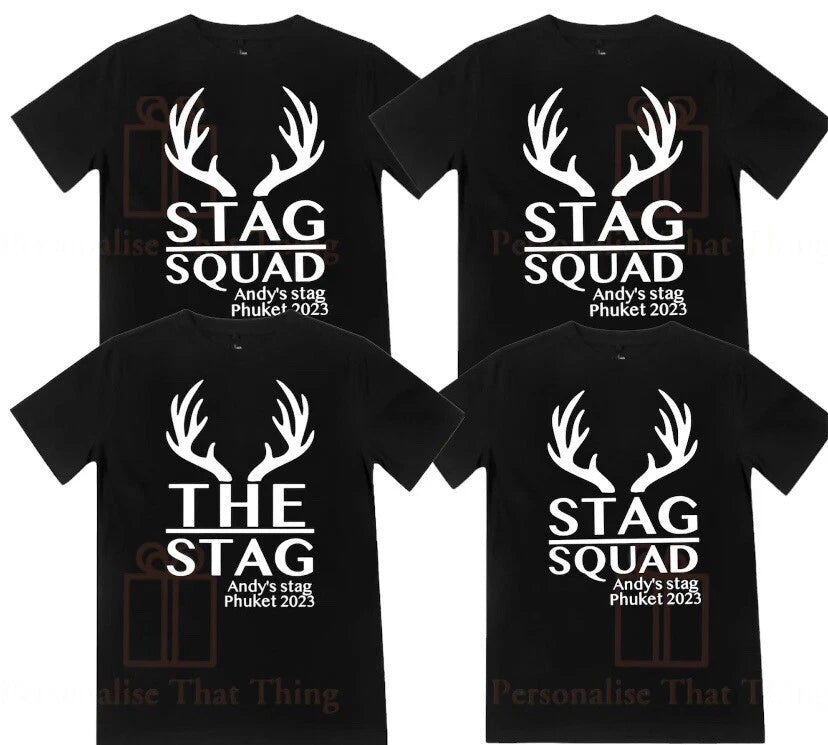 Stag squad mens group bucks night personalised tshirts