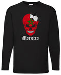 Morocco Football Skull I Men Long Sleeve T-Shirt moroccan Soccer Flag World