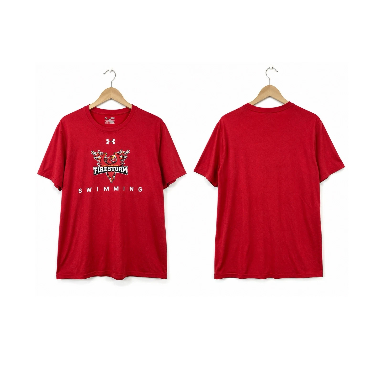 Under Armour HeatGear Firestorm Swimming Graphic T-Shirt Loose Fit Red XL