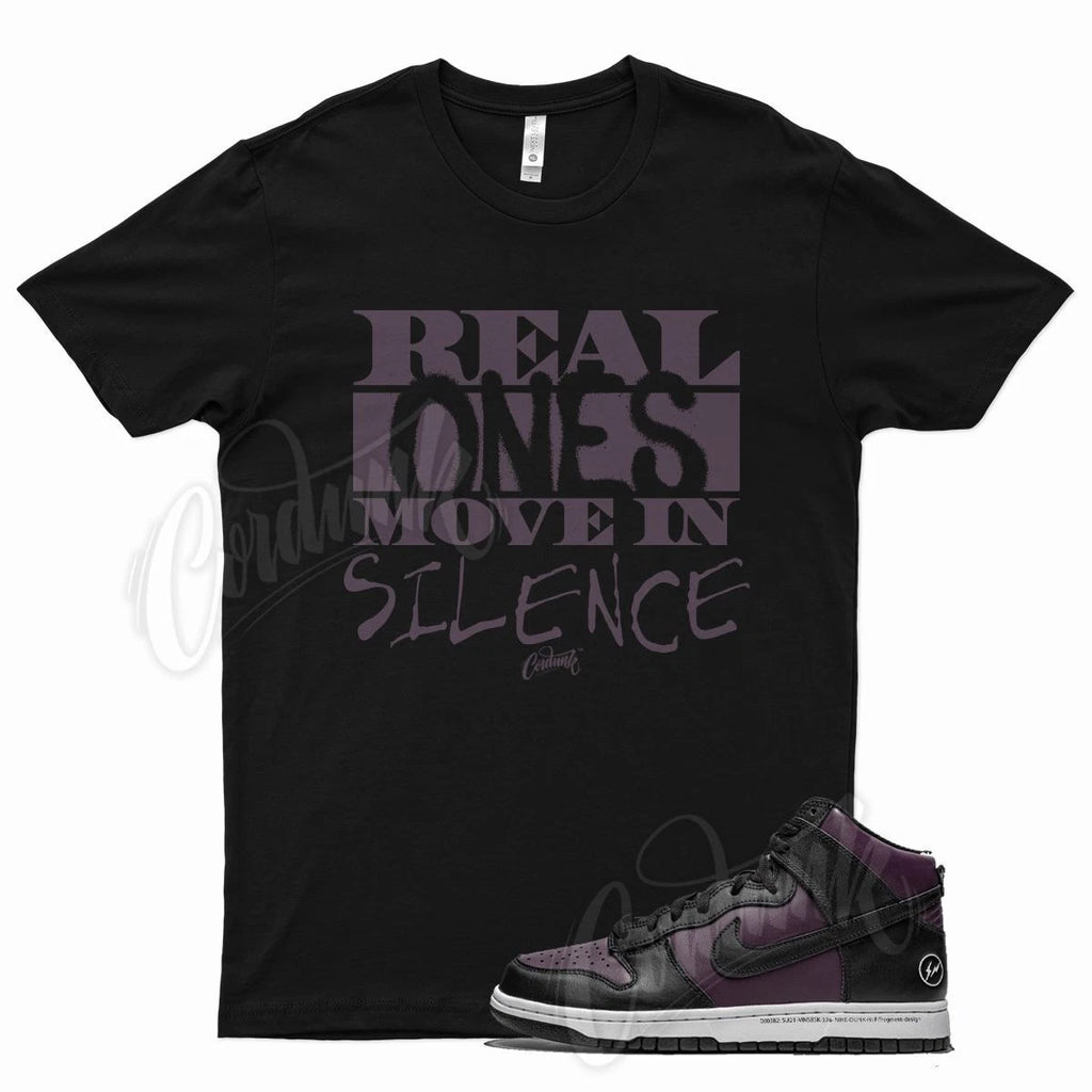 Black REAL T Shirt for Fragment x N Dunk High Beijing Wine Purple