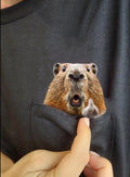 Beaver Shirt - Humor Beaver Hidden Middle Finger Pocket - Beaver T-shirt Unique