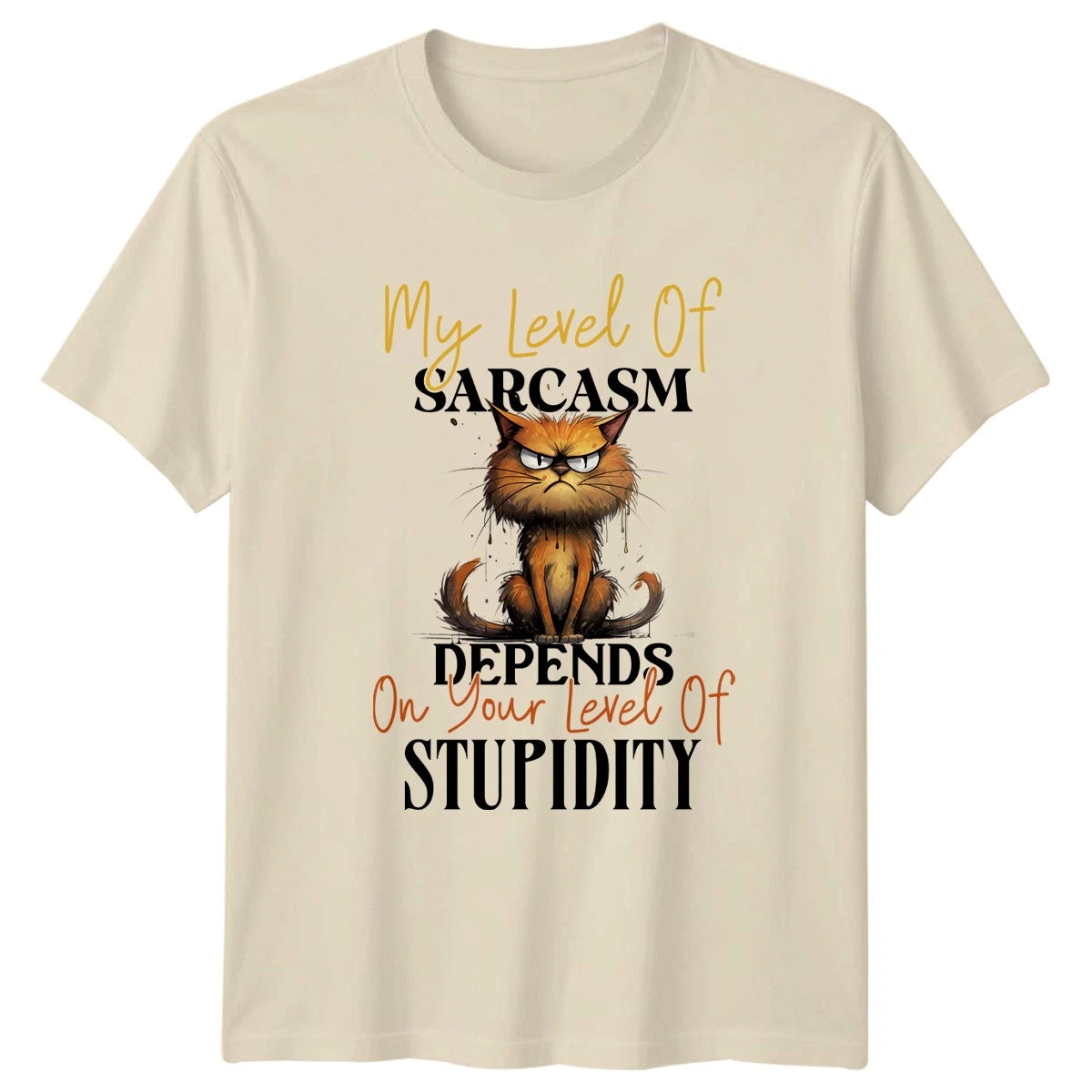 My Level Of Sarcasm Depends On T-Shirt Grumpy Cat Animal Humor Birthday