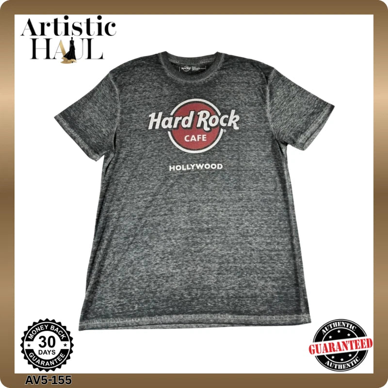 Hard Rock Cafe Hollywood T Shirt Mens Size Large Gray Graphic Short Sleeve