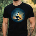 Mens Panda In The Moonlight Motif Cotton T-Shirt Size XS to 5XL