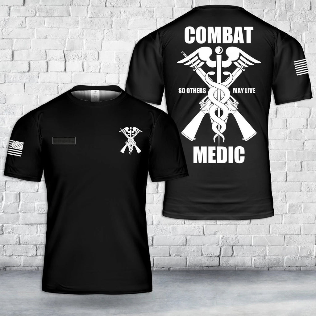 Custom Name US Army Combat Medic T-Shirt Gift For Dad