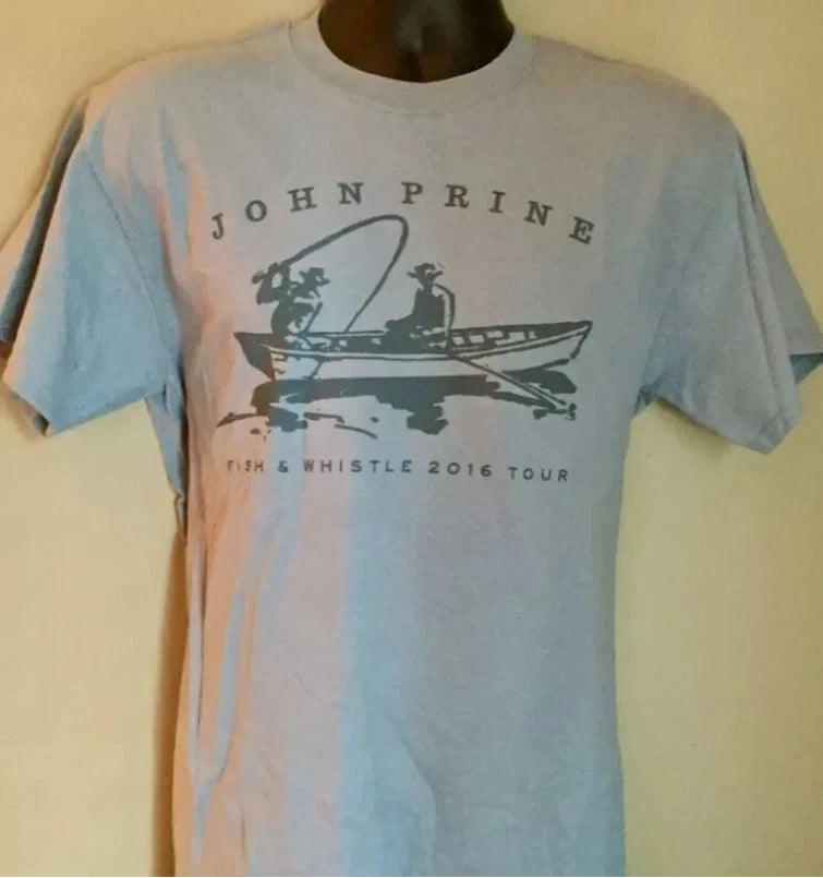 John Prine 2016 Tour T-Shirt, Fish and whistle, SPORT grey color