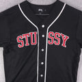 Stussy Black Y2K Retro Mesh Baseball Style Skate Button Jersey Shirt Mens Medium