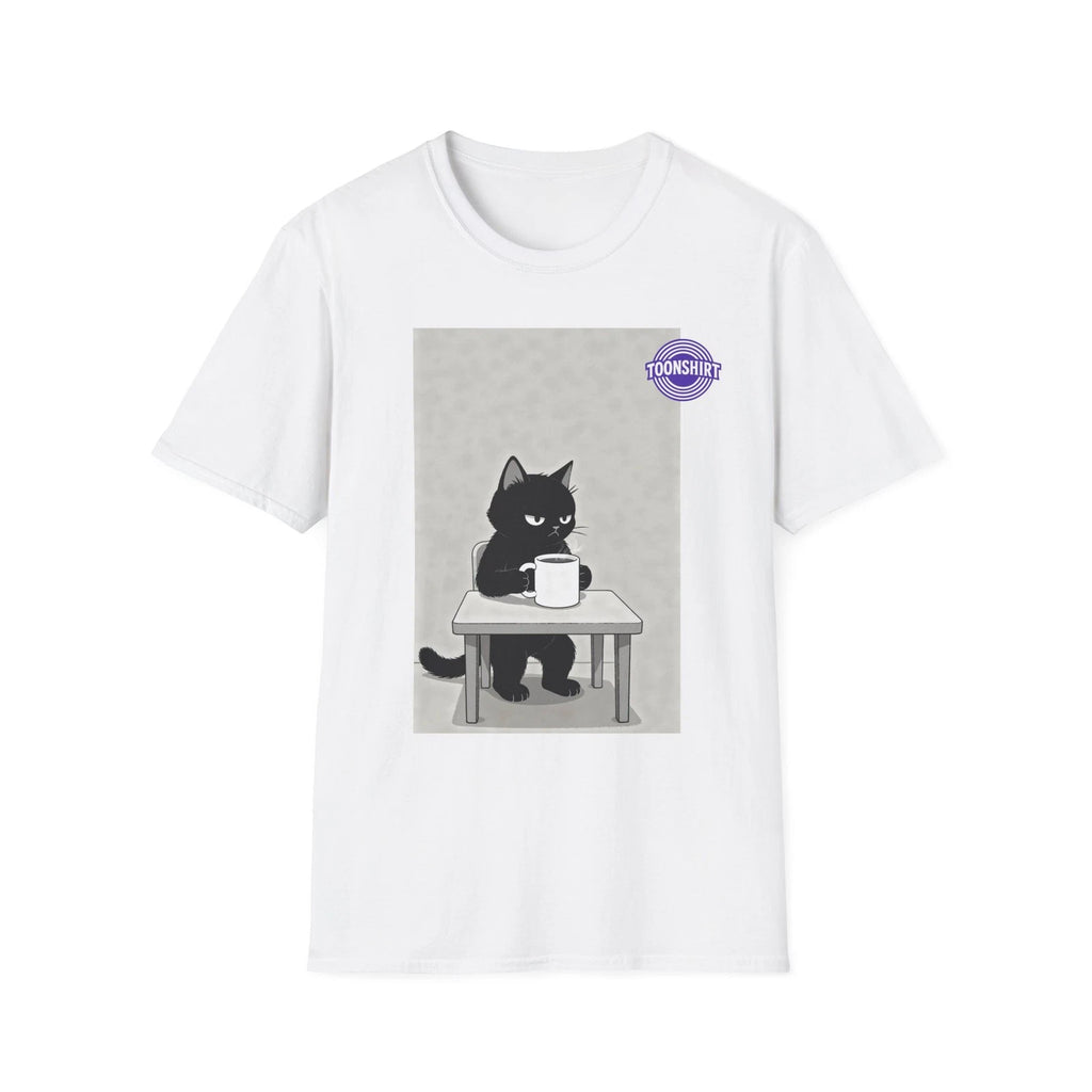 Chill Cat Coffee Cartoon Graphic T-Shirt