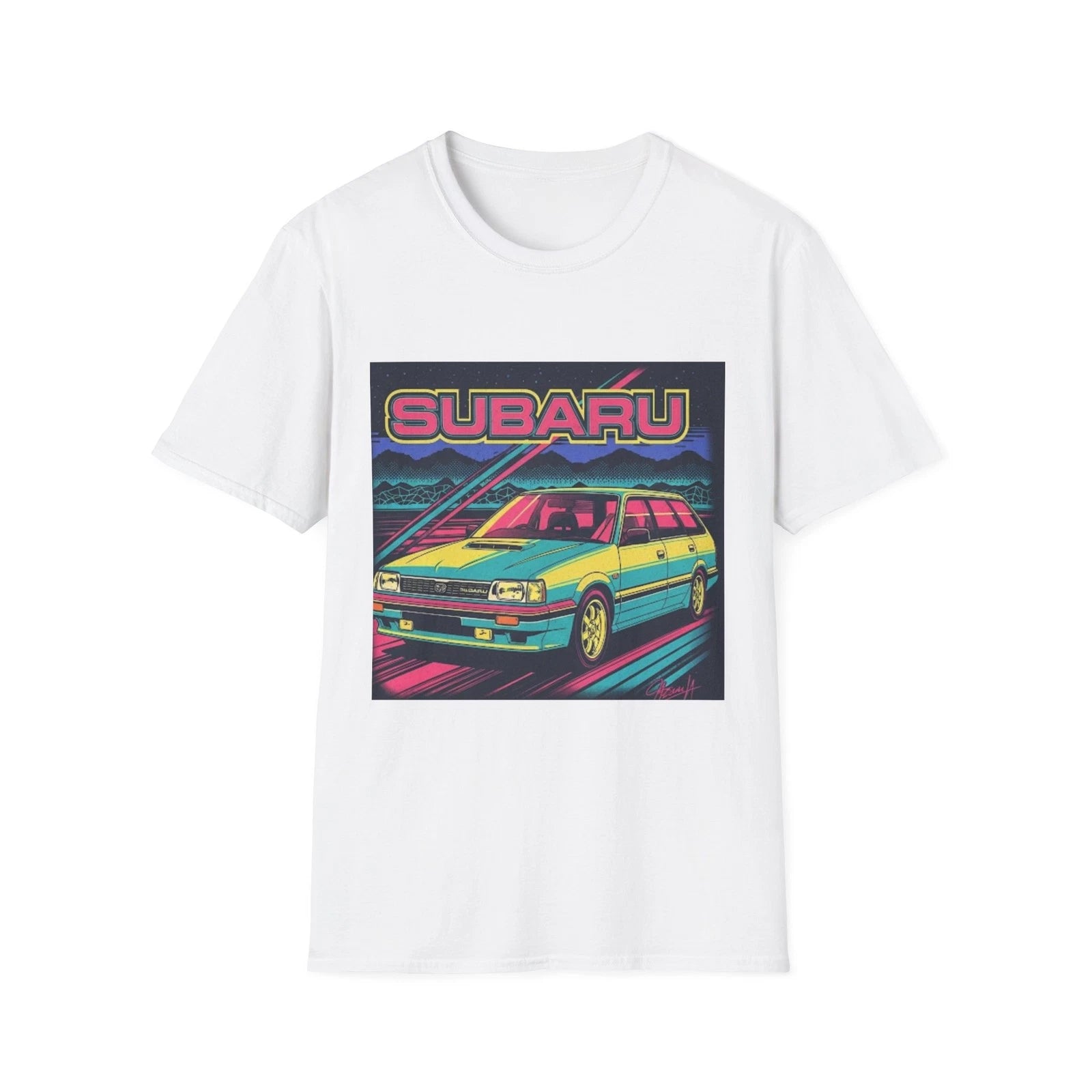 Retro Subaru Unisex Softstyle T-Shirt, Vintage Car Tee, Classic Auto Shirt, Cool