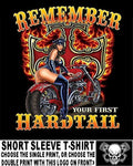 Remember Your First Hardtail Sexy Girl Biker Skull Flames Motorcycle T-shirt A39