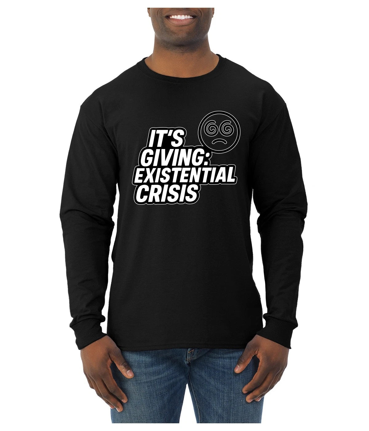 It's Giving Existential Crisis Funny Viral Gen Z Meme Mens Long Sleeve Shirt