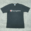 Champion Shirt Mens Medium Black Short Sleeve Cotton Tee Casual Y2K 90s
