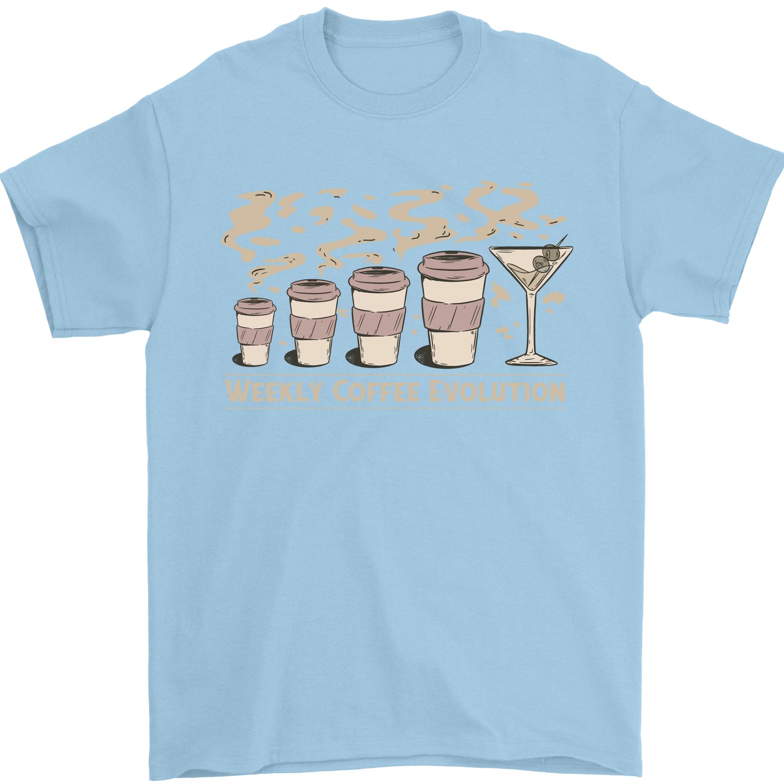 Funny Weekly Coffee to Alcohol Evolution Wine Mens T-Shirt 100% Cotton