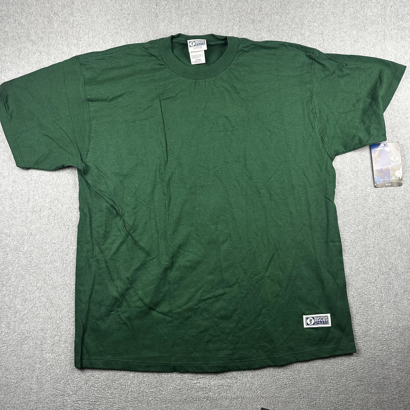 Vintage Discus Athletic Shirt Mens XL Green Cotton Crew Neck Blank Tee 90s
