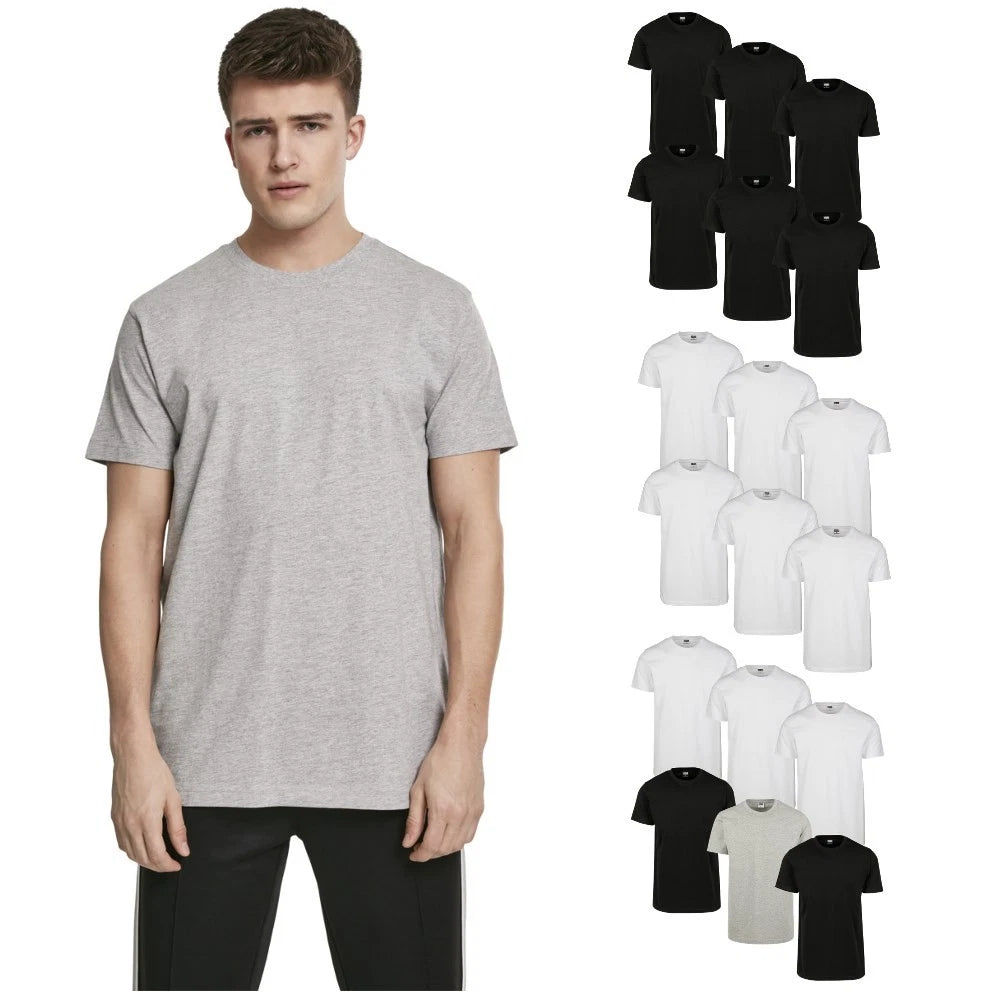 Urban Classics Basic Tee 6-Pack Men's T-Shirt Slim Fit 100% Cotton Round Neck