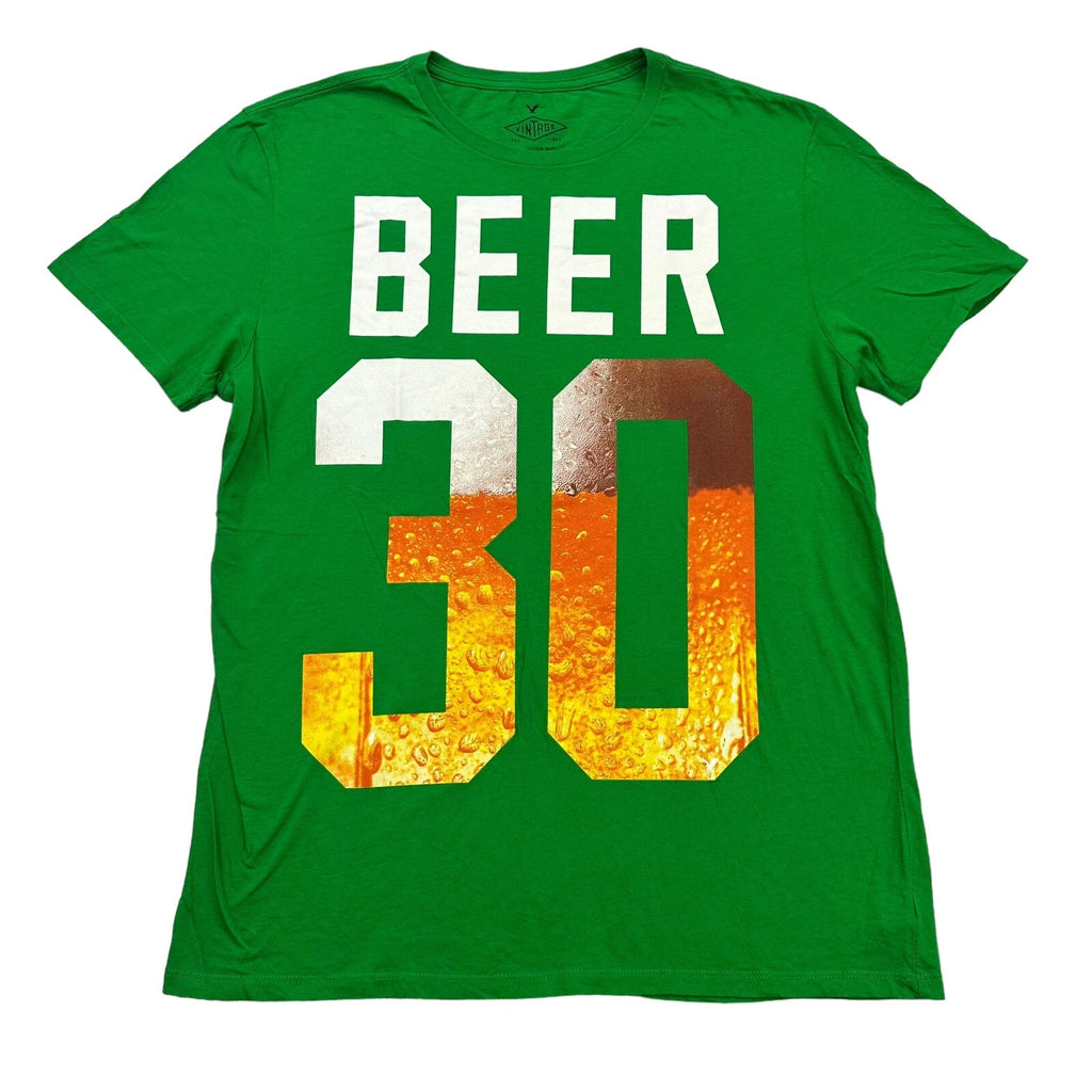 American Eagle Shirt Mens Large L Green Beer 30 Vintage Fit Short Sleeve