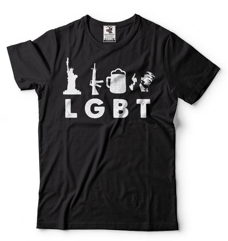 Donald Trump Support Liberty Guns Beer Trump Support Funny Parody LGBT T-shirts