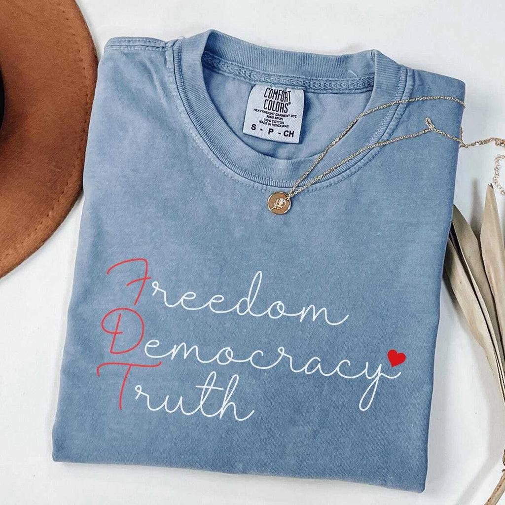 Patriotic Subtle FDT Shirt, 4th of July Feminist Tee, Liberal American Apparel,