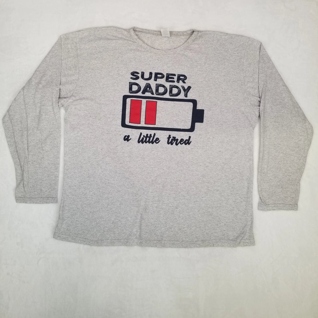 Super Daddy Men's Gray Long Sleeve Crew Neck Graphic T-Shirt Size Large Casual