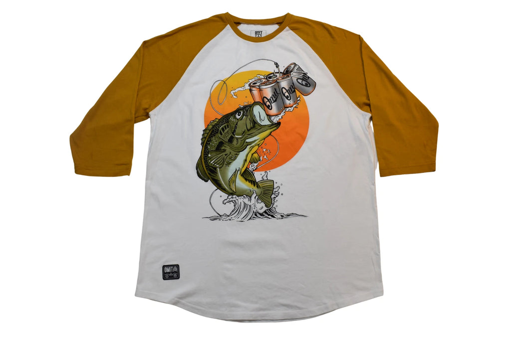 Omit Mens Fishing & Beer Graphic Raglan Shirt NWT L