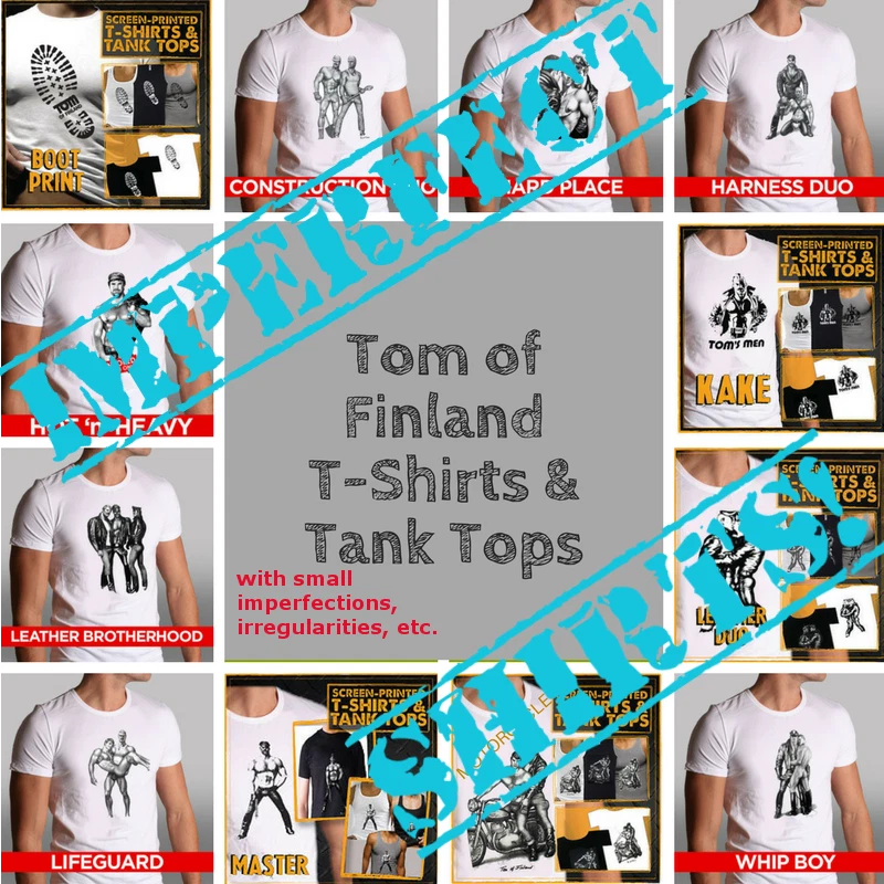 Tom of Finland T-shirts Defects Seconds Imperfect Irregular Gay Sex Leather Tee