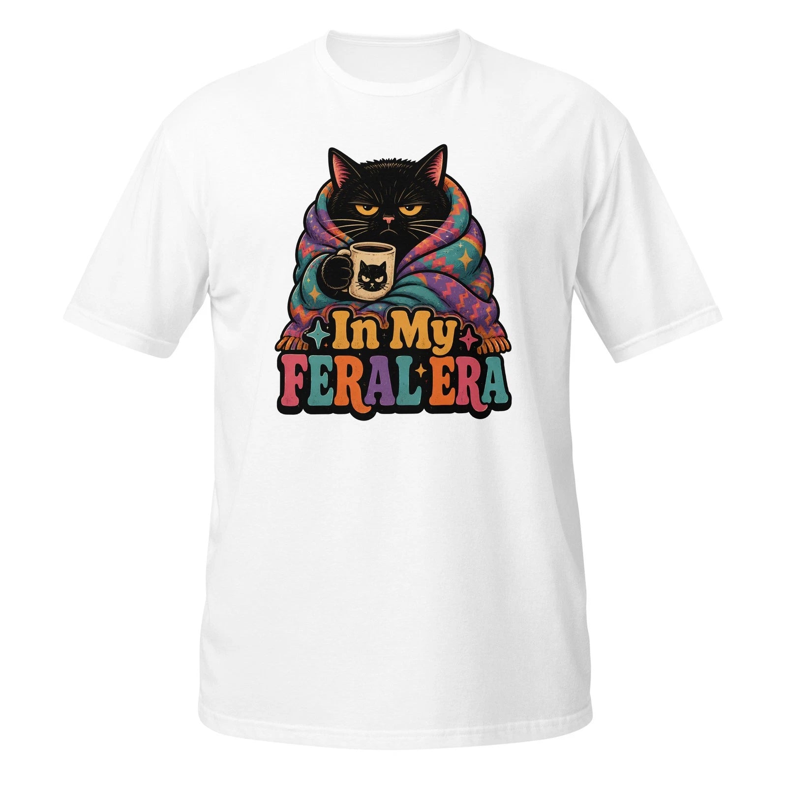 In My Feral Era Shirt Funny Black Cat Cozy Coffee Graphic Tee Gift Cat Mom Women