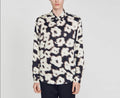 Sandro Paris Ecru Blurry Floral Print Satin Shirt Size L SHPCM01006