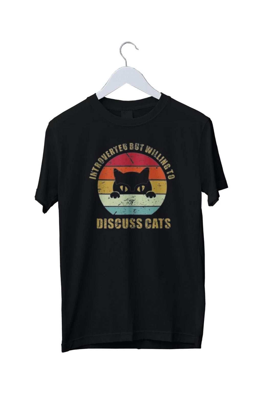 Introverted But Willing To Discuss Cats Graphic Mens T-Shirt S M L XL 2 3 4 XL